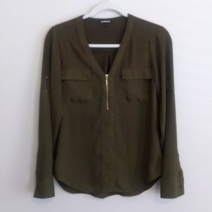 Express Olive Zip Front Portofino Shirt